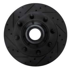 Ford E-350 Econoline Club Wagon Brake Rotor (1) - Front Left - R1 Concepts - Drilled & Slotted - Black - `95-`07